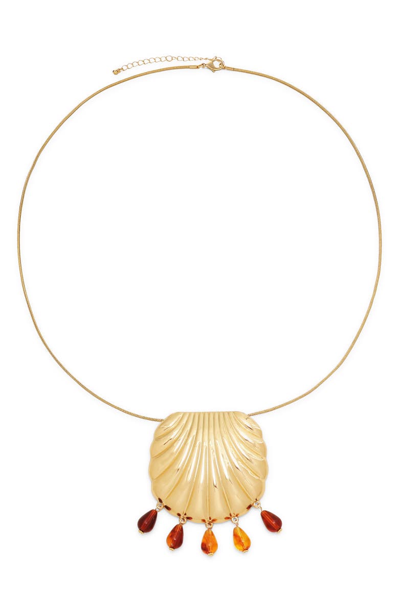 Petit Moments Turner Shell Pendant Statement Necklace, Main, color, Gold