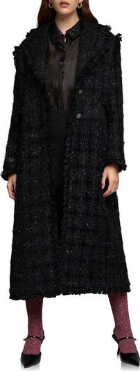 Endless Rose Premium Metallic Long Tweed Coat | Nordstrom