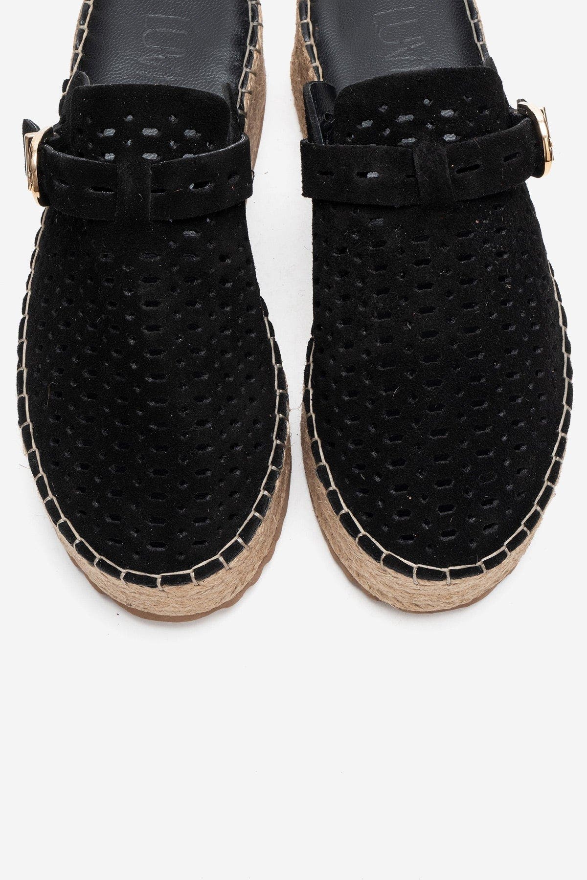 Forever & Always Shoes Louis Leather Platform Sandal, Alternate, color, Black Suede