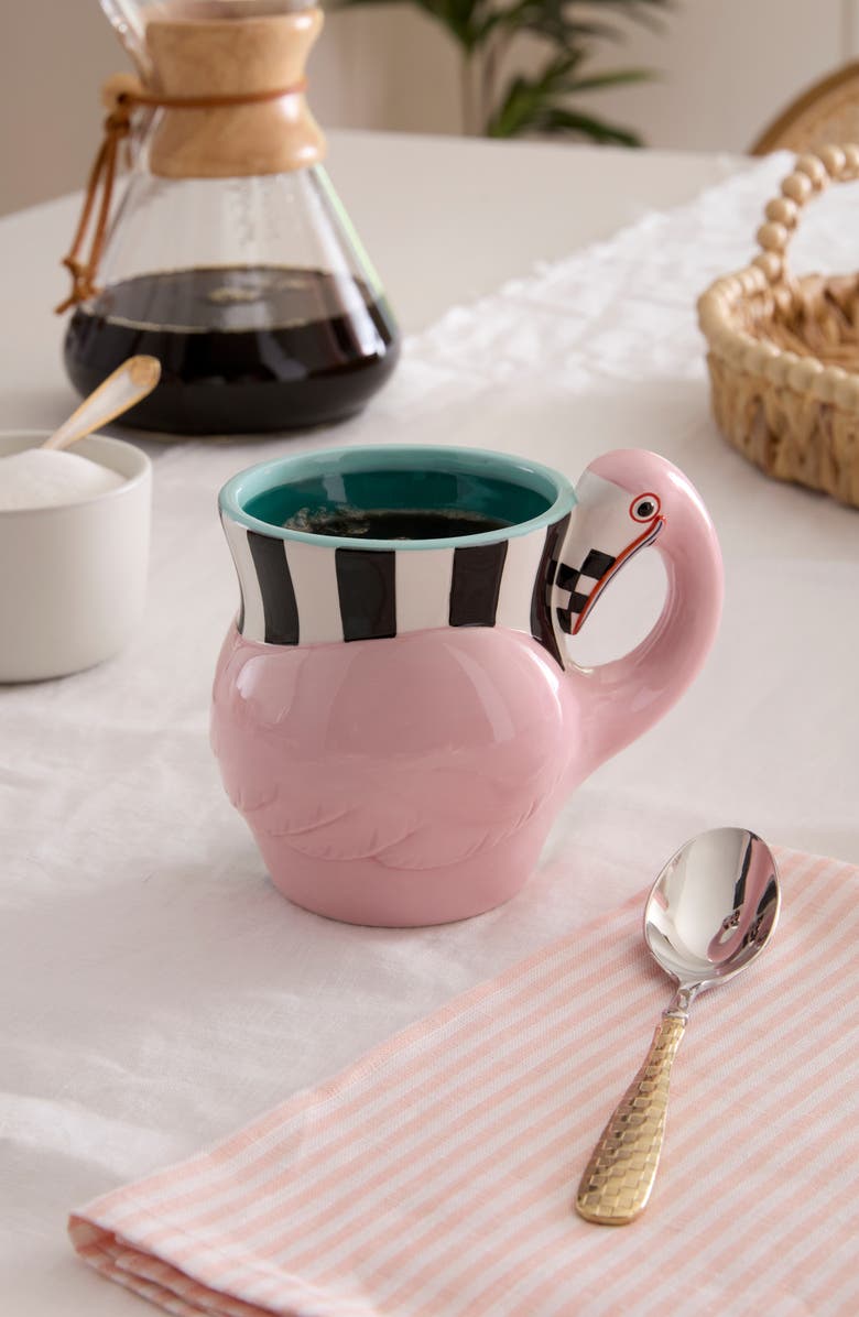 MACKENZIE CHILDS Patience Brewster Sheila Flamingo Ceramic Mug, Alternate, color, Pink