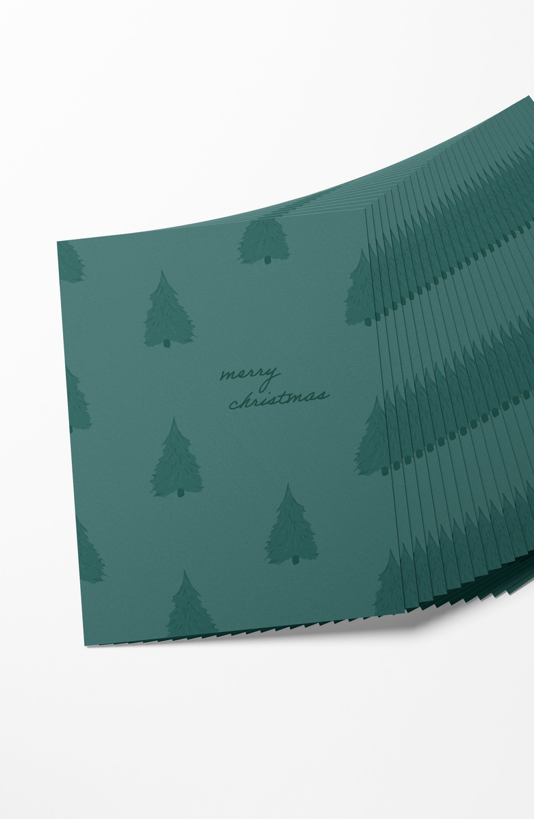 Joy Paper Co. Christmas Trees Boxed Set of 8 Greeting Cards, Alternate, color, Green Trees