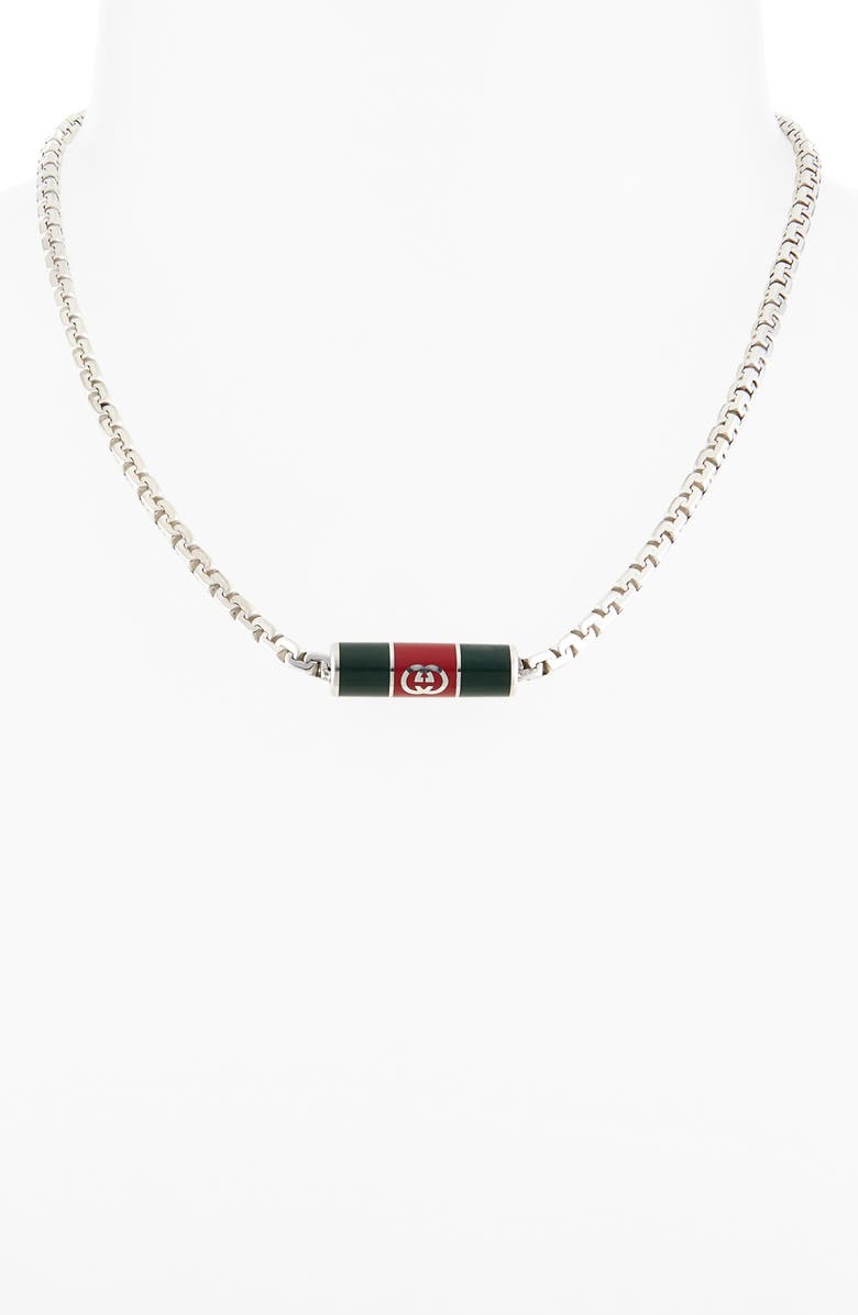 Gucci Web Pendant Necklace, Alternate, color, Silver
