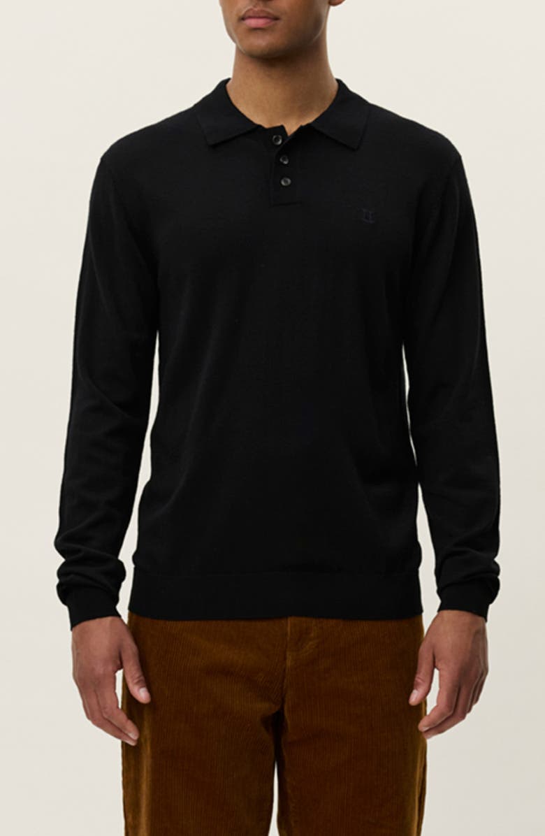 Les Deux Greyson Long Sleeve Wool Polo Sweater, Main, color, Black