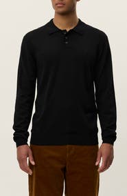 Les Deux Greyson Long Sleeve Wool Polo Sweater
