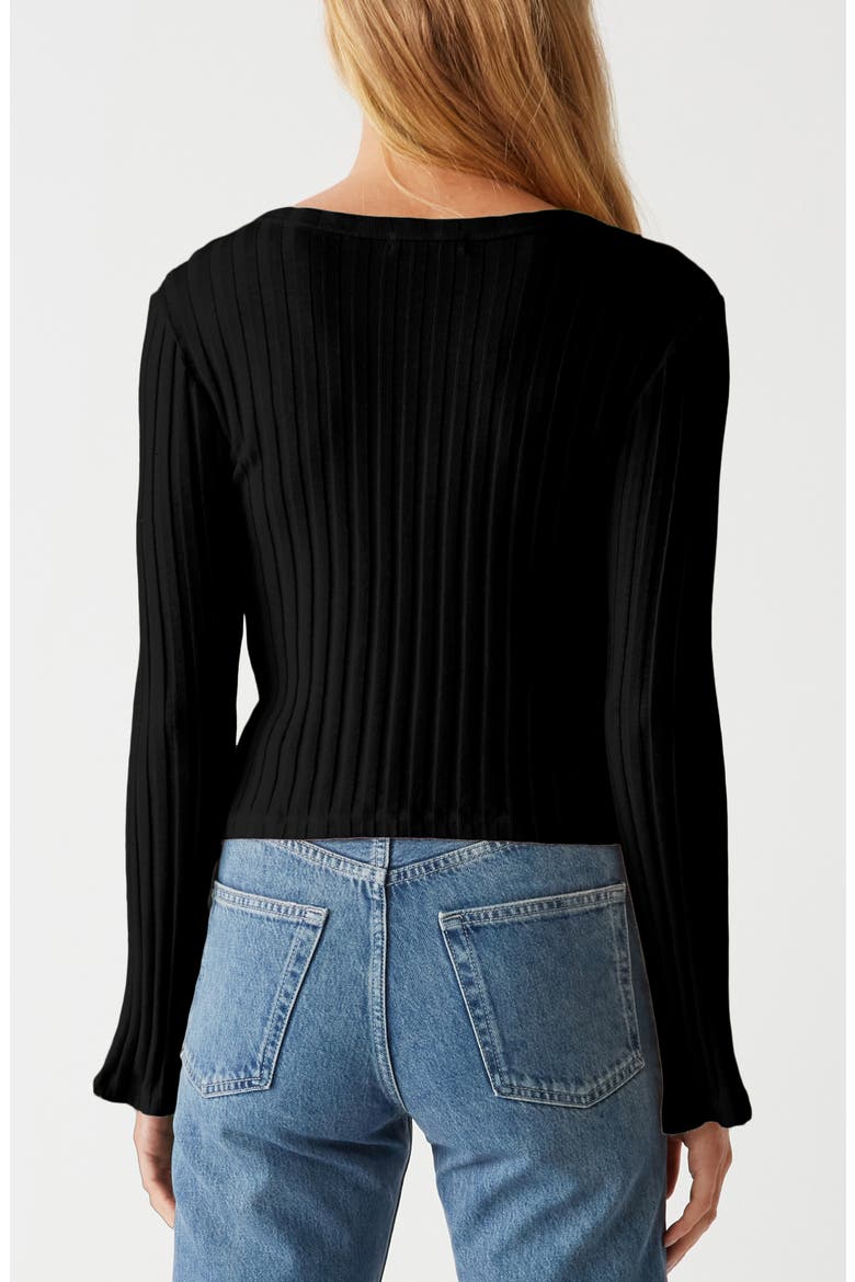 Valerie Rib Bell Sleeve Cotton Blend Knit Top, Alternate, color, BLACK