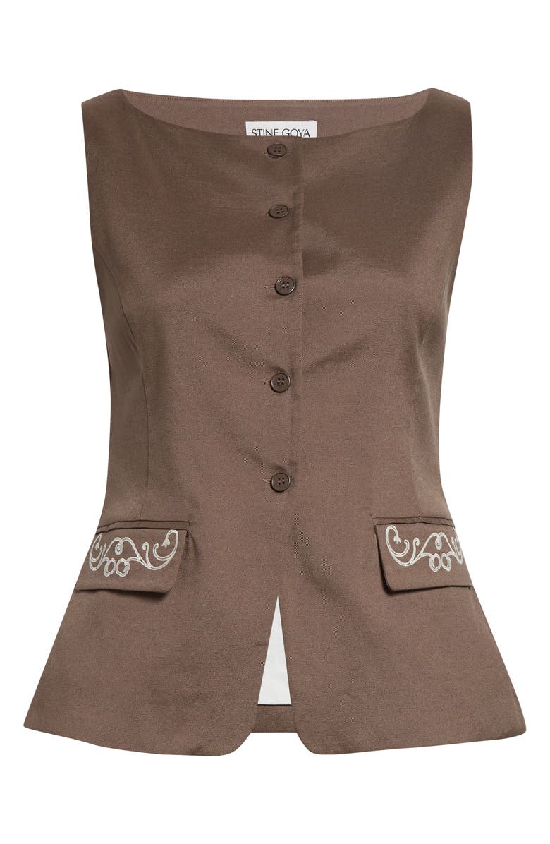 Stine Goya Embroidered Detail Canvas Vest, Alternate, color, Cherries On A Paisley