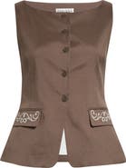 Stine Goya Embroidered Detail Canvas Vest