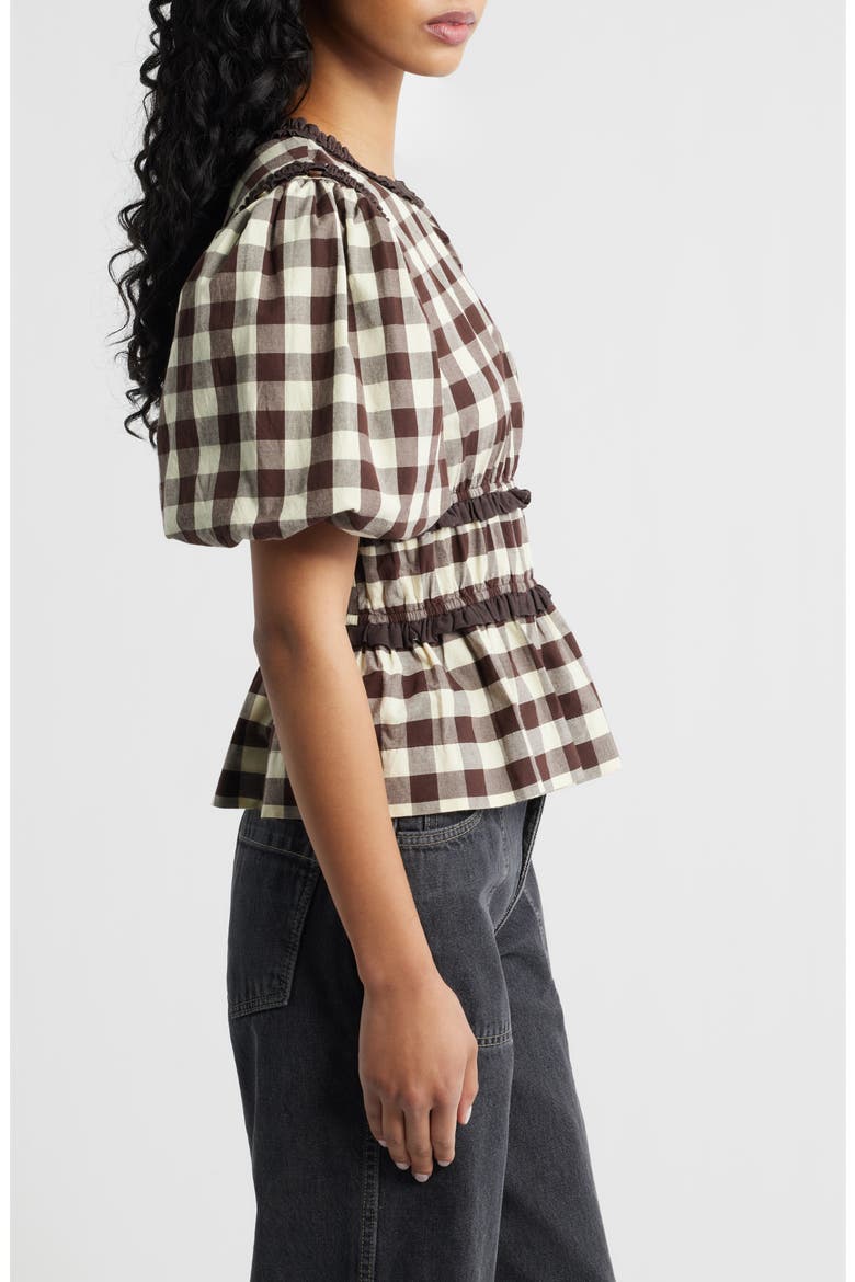 Everly Ruffle Puff Sleeve Peplum Top, Alternate, color, BUTTER