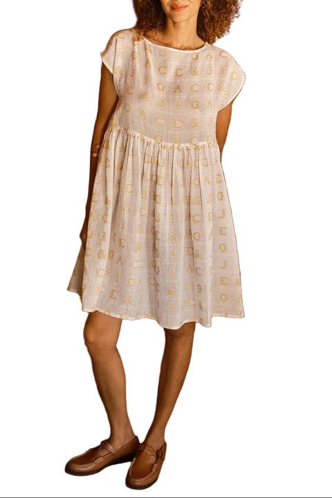 Float Slit-neck Mini Dress