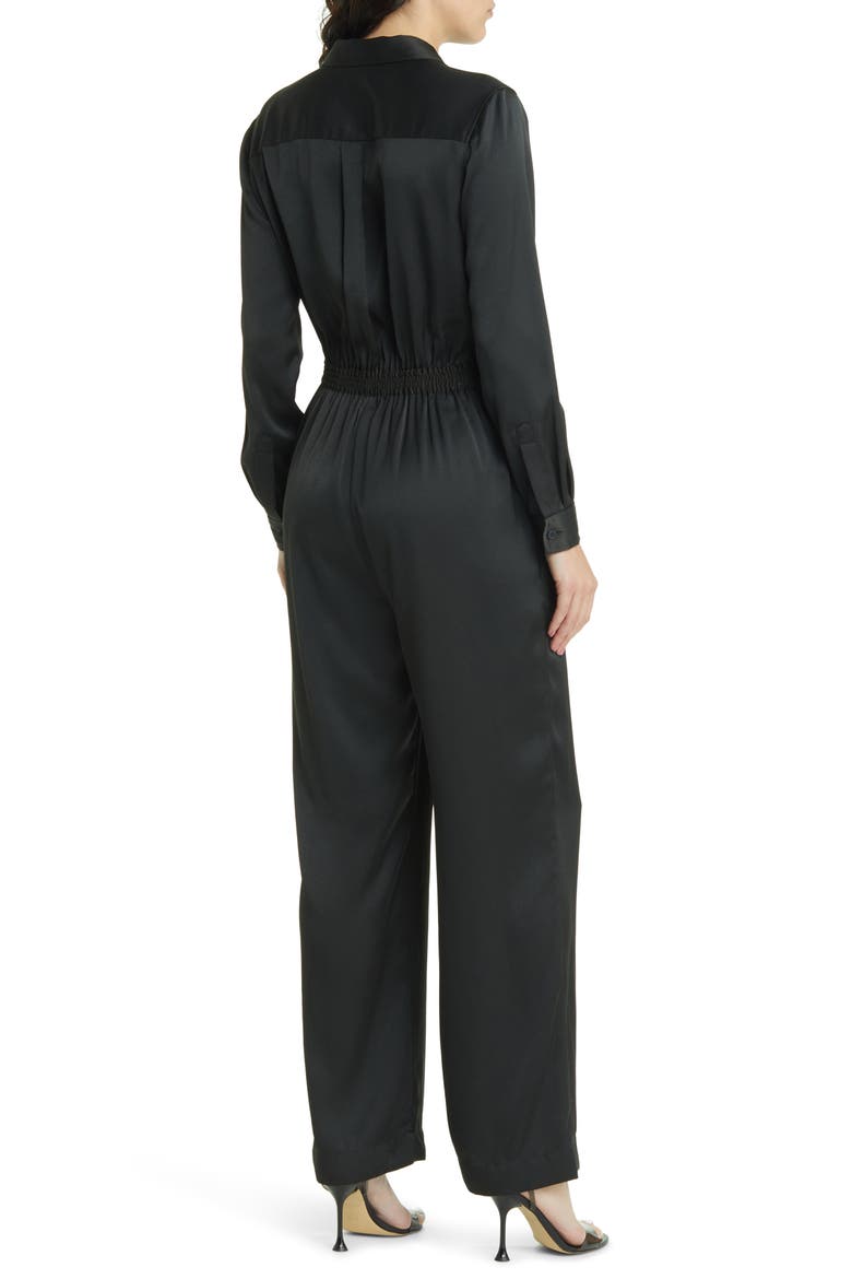 Enid Long Sleeve Satin Jumpsuit, Alternate, color, DARK SLATE