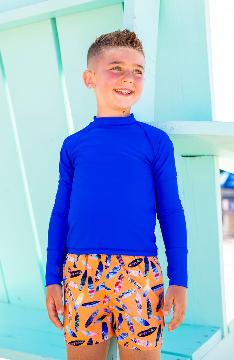 Limeapple Boys Surfboard Print Board Shorts, Alternate, color, Multicolor