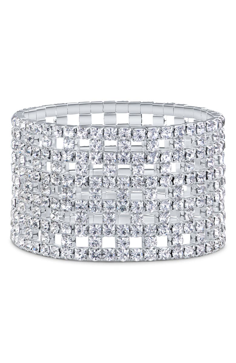 JARDIN Crystal Stretch Bracelet, Main, color, Clear Silver