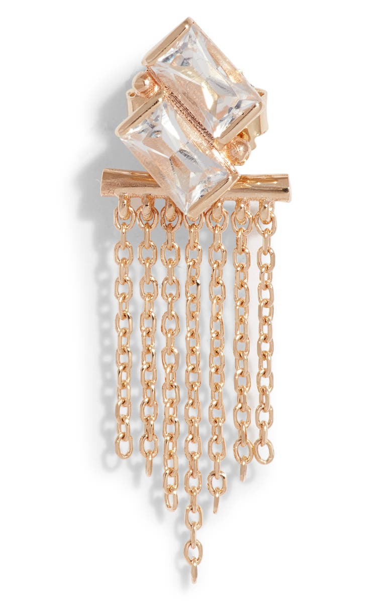 Anzie Deux Carré Topaz Fringe Drop Earrings, Alternate, color, Silver/ Clear Topaz