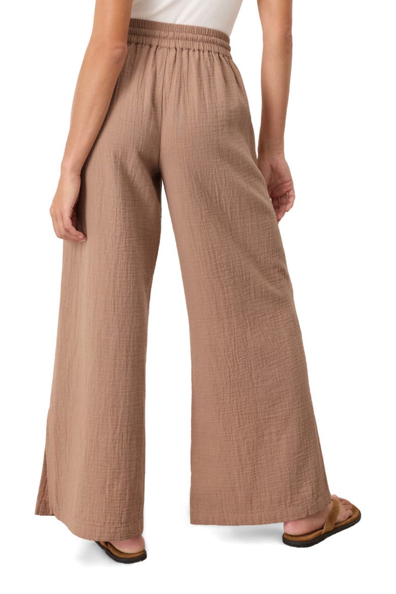 Organic Cotton Coastal Double Gauze Pants, Alternate, color, Driftwood Brown