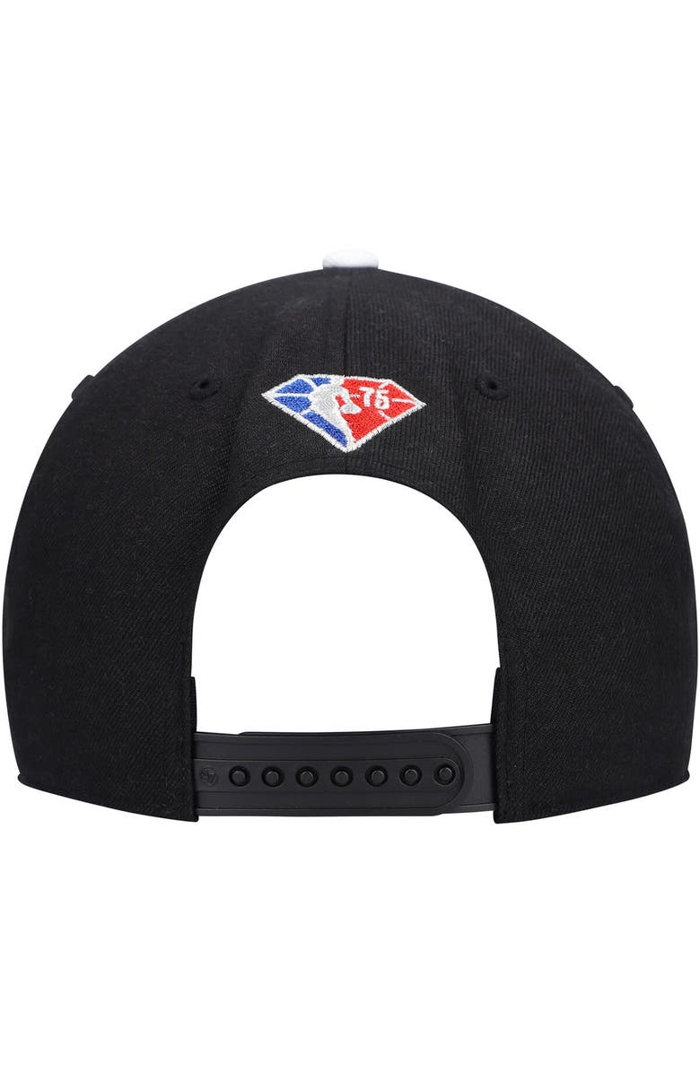 '47 Men's '47 Black/White Brooklyn Nets 75th Anniversary Carat Captain Snapback Hat, Alternate, color, 