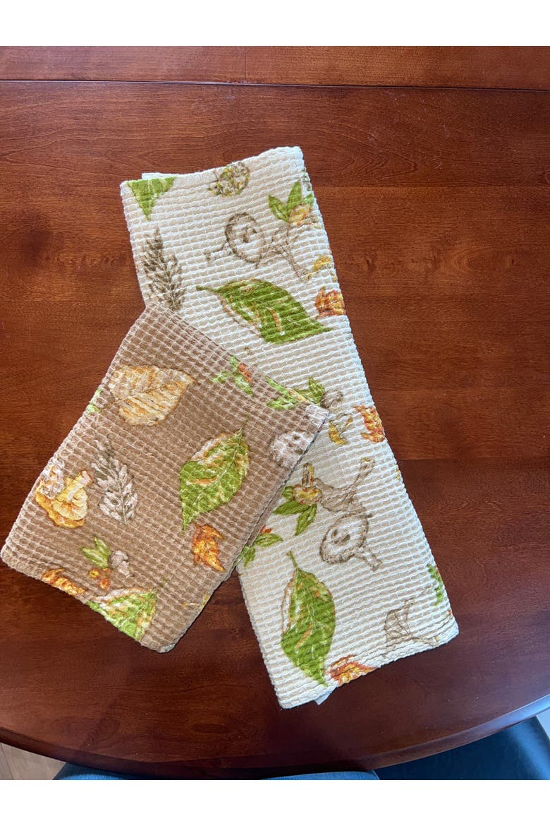 Mushroom Tea Towels, Set of 2, Alternate, color, Cream