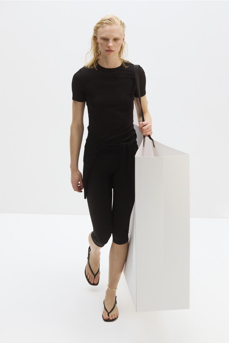 Cooling Slim Fit Ribbed T-shirt, Alternate, color, Black