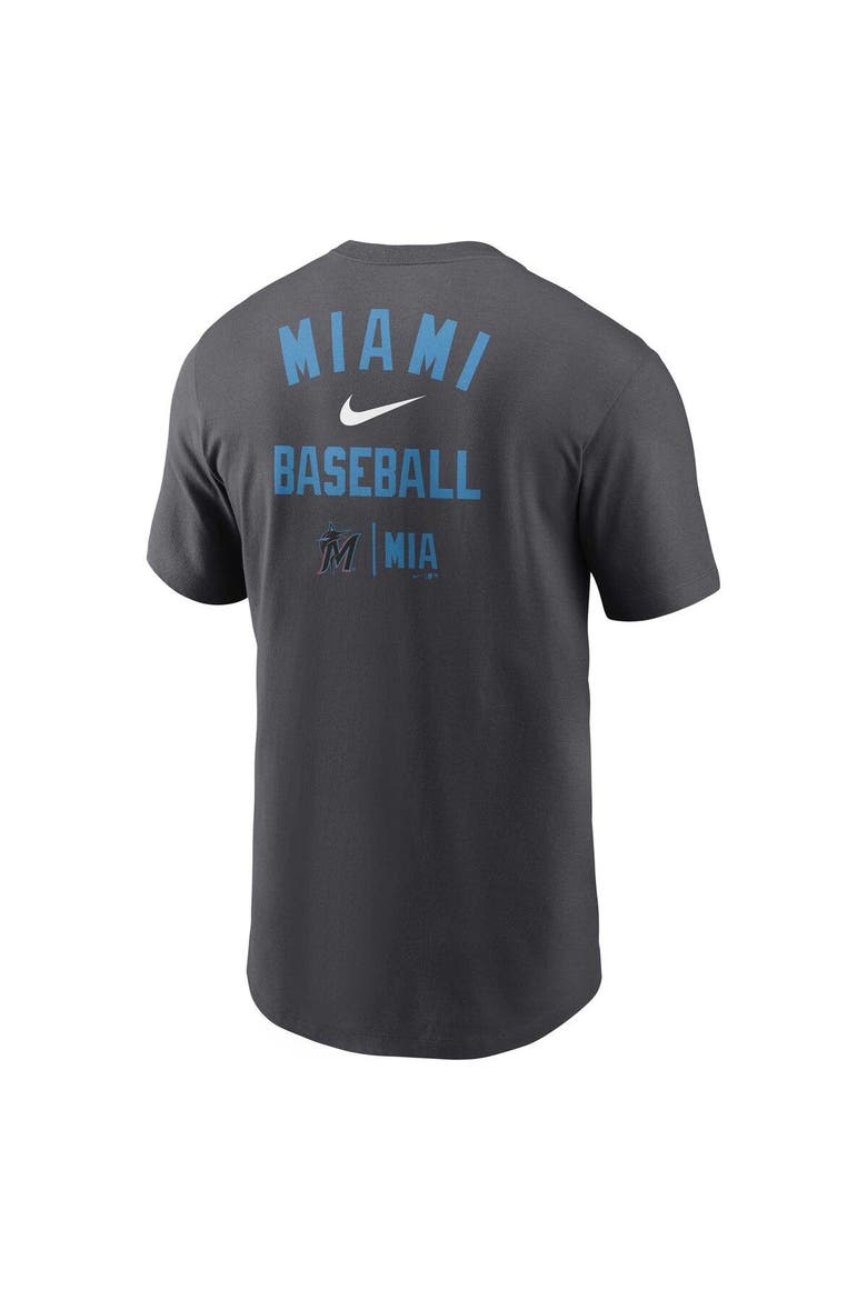Men's Nike Charcoal Miami Marlins Logo Sketch Bar T-Shirt, Alternate, color, Charcoal