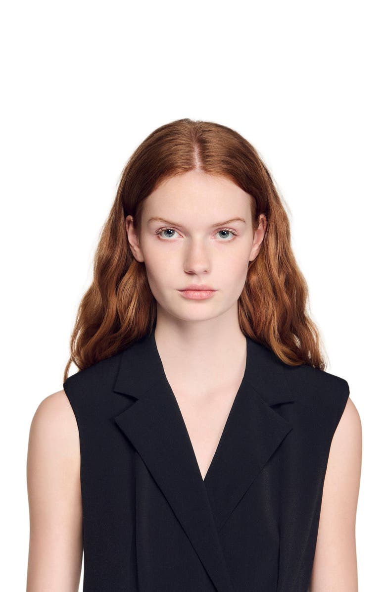 SANDRO Lace collar maxi dress, Alternate, color, Black