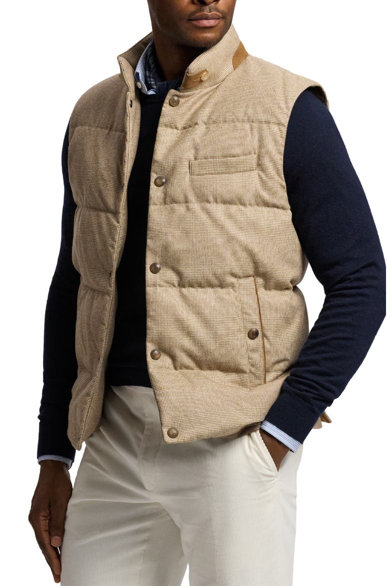 Whitwell Glen Plaid Wool, Silk & Cashmere 750-Fill-Power Down Puffer Vest, Alternate, color, LIGHT BROWN
