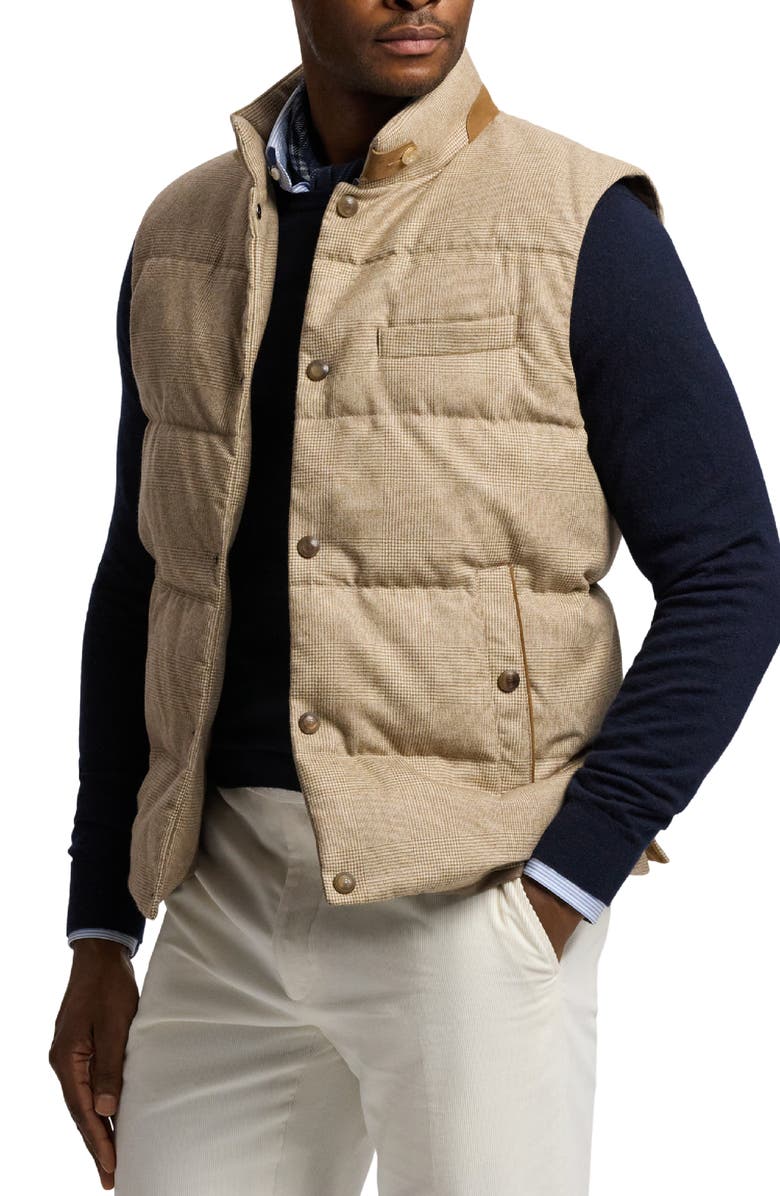 Ralph Lauren Purple Label Whitwell Glen Plaid Wool, Silk & Cashmere 750-Fill-Power Down Puffer Vest, Alternate, color, Light Brown