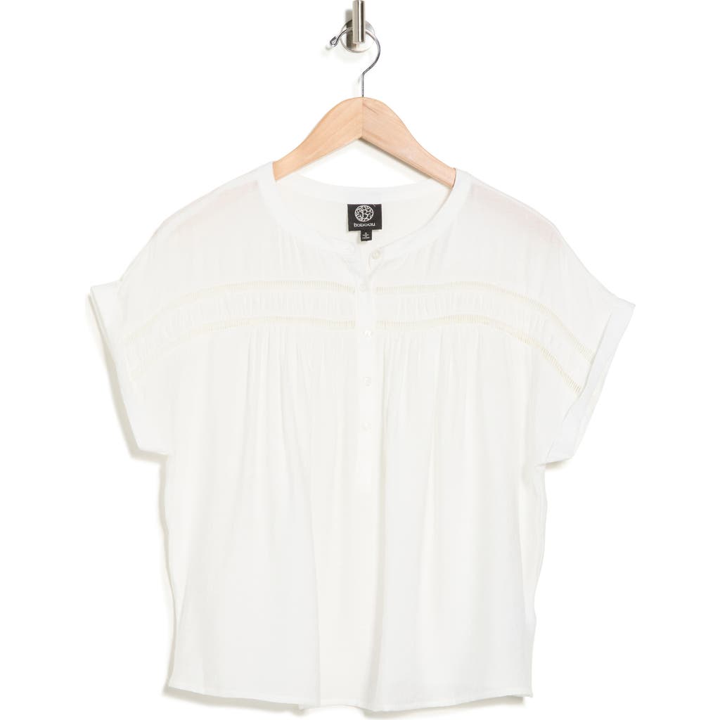 Bobeau Drop Shoulder Trim Top In White