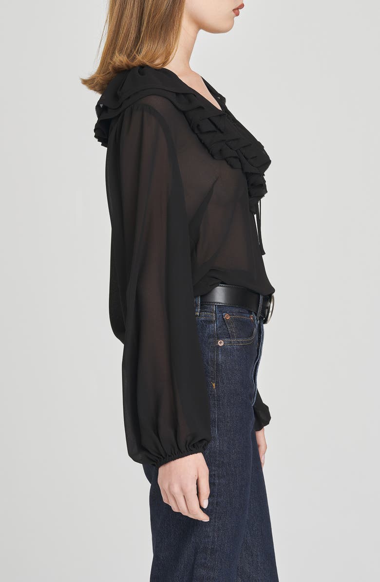WAYF Agnes Ruffle Top, Alternate, color, Black