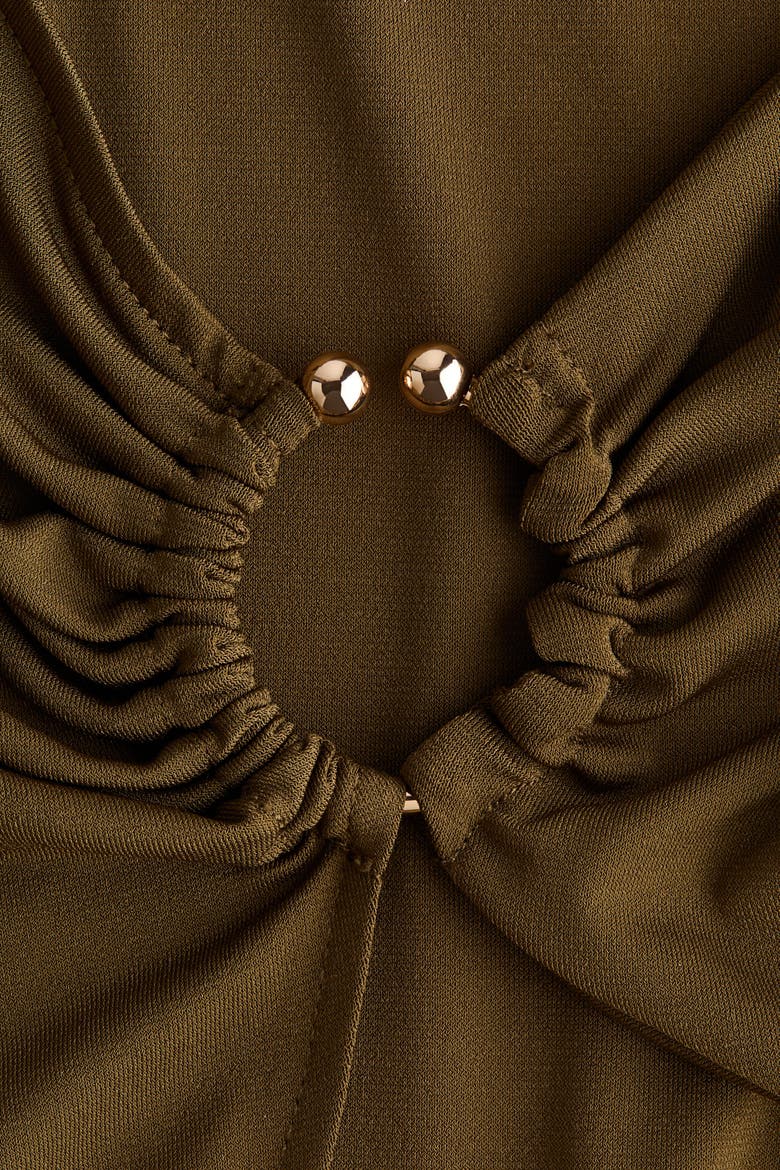 Mama Wrap-detail Dress, Alternate, color, Khaki green