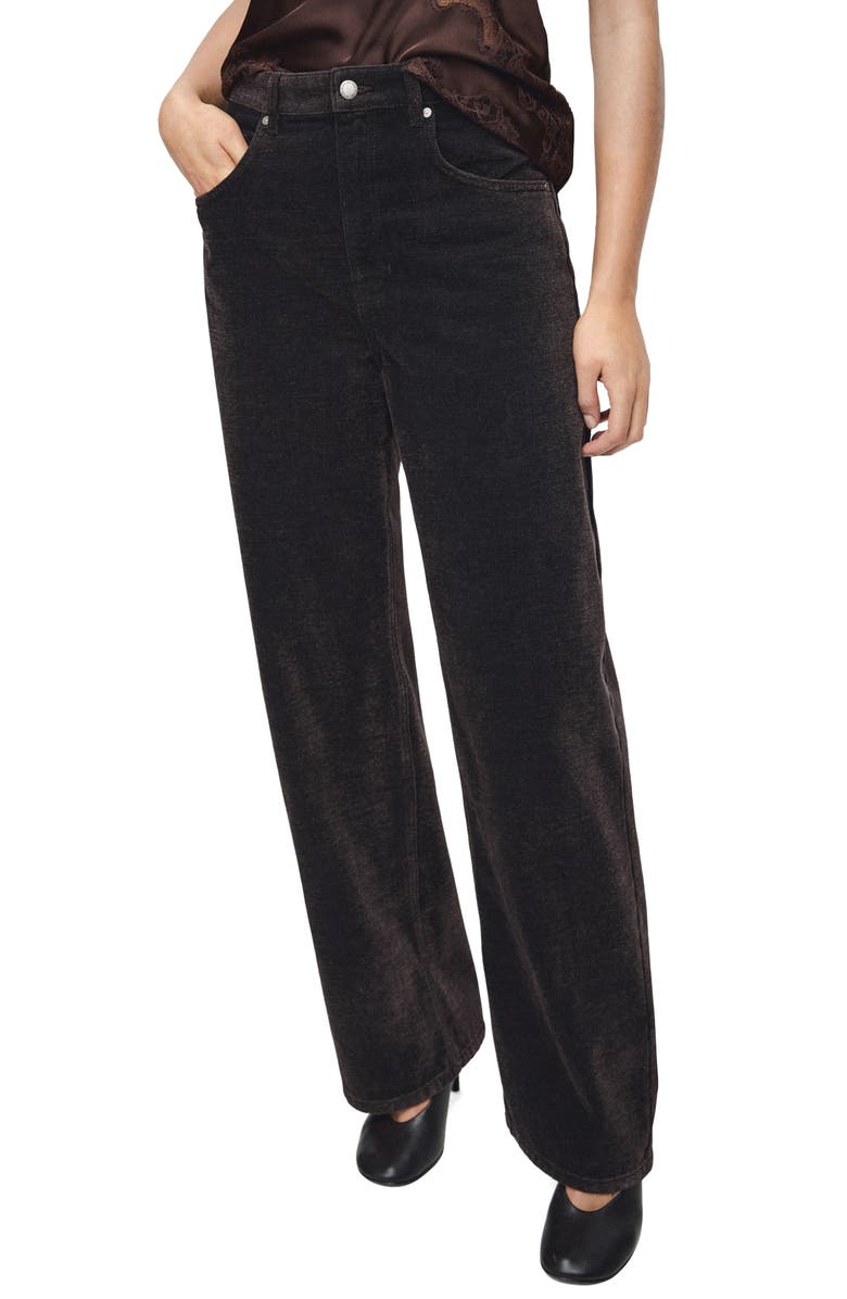 MANGO Balloon Velvet Jeans, Main, color, Chocolate