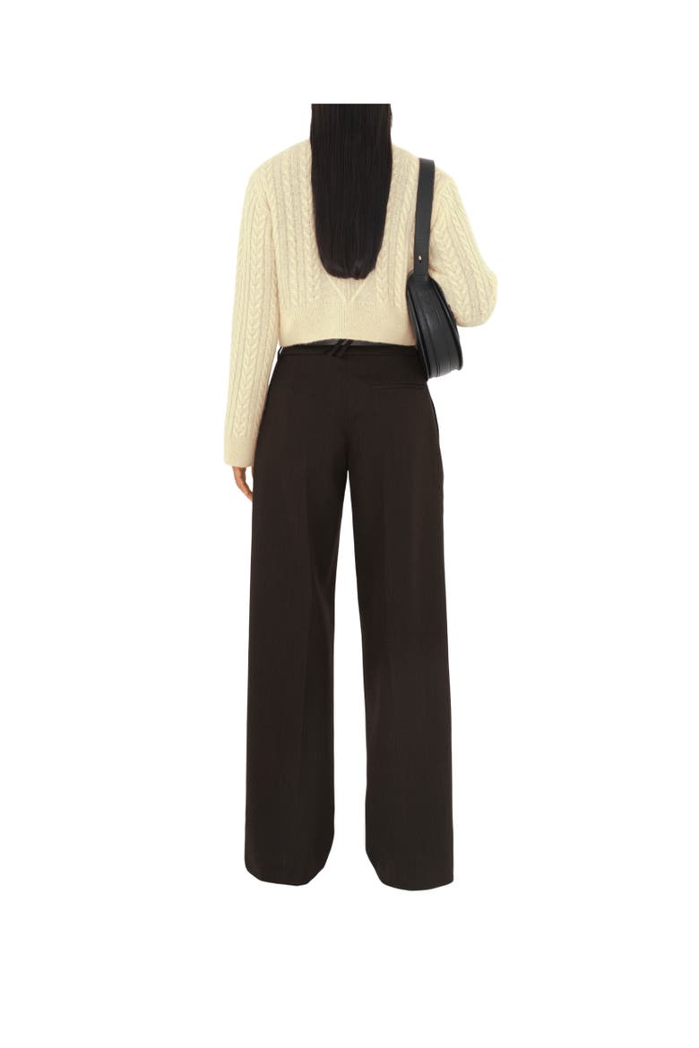 Cropped Aran Wool Blend Cardigan, Alternate, color, Snow
