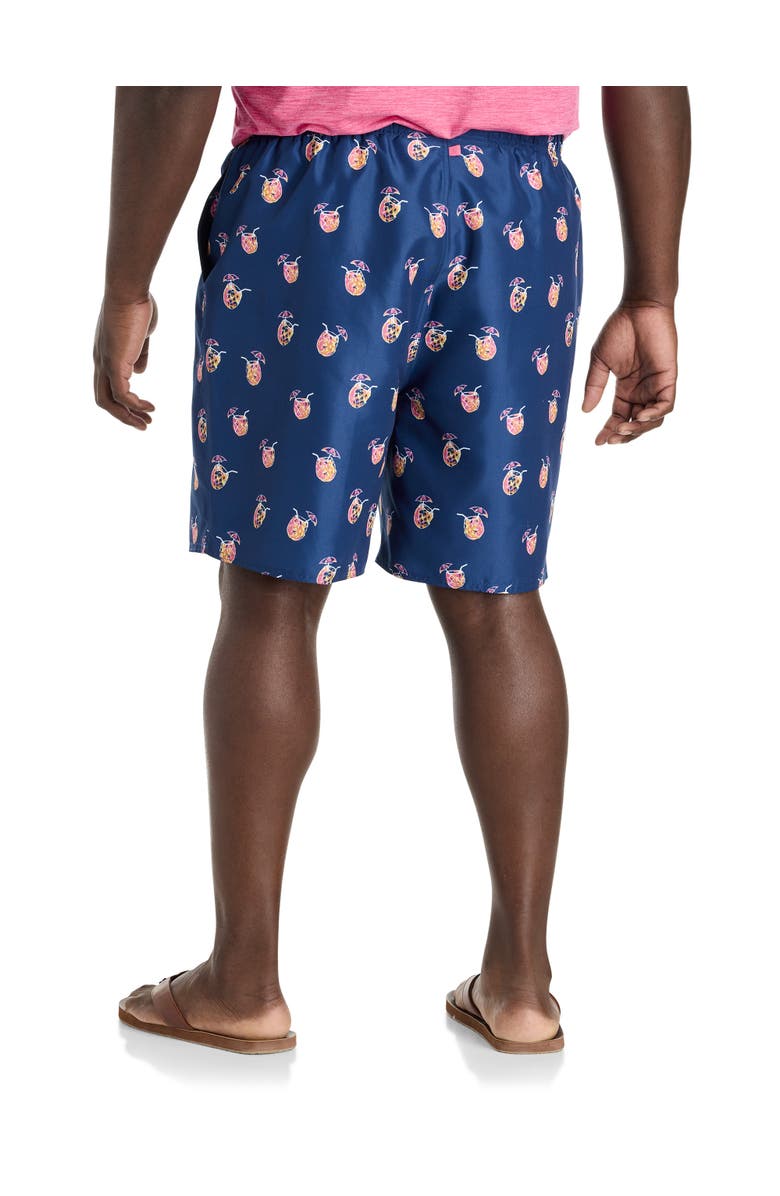 Harbor Bay by DXL Big & Tall Pineapple Drink Swim Trunks, Alternate, color, Navy Multi