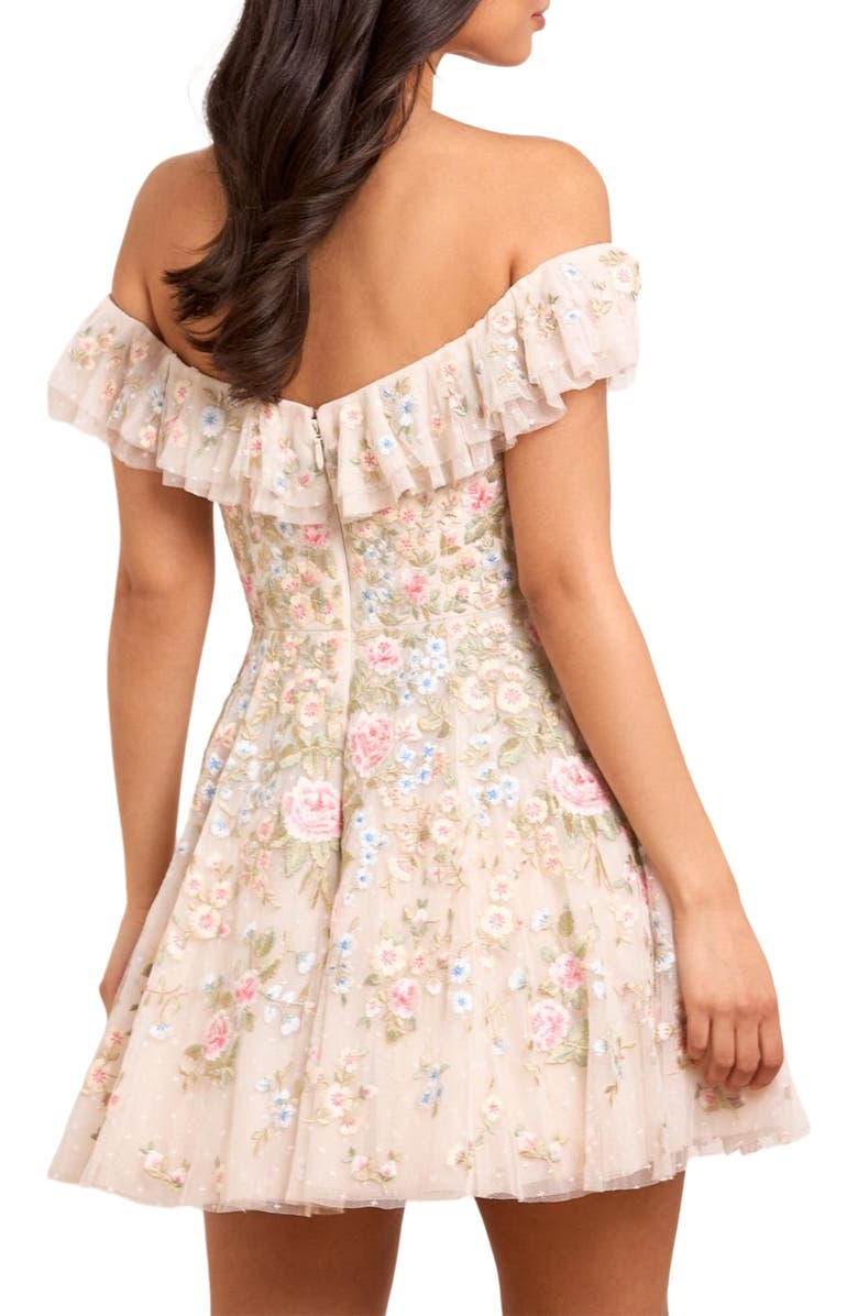 Needle & Thread Antoinettes Floral Mini Dress, Alternate, color, Cream