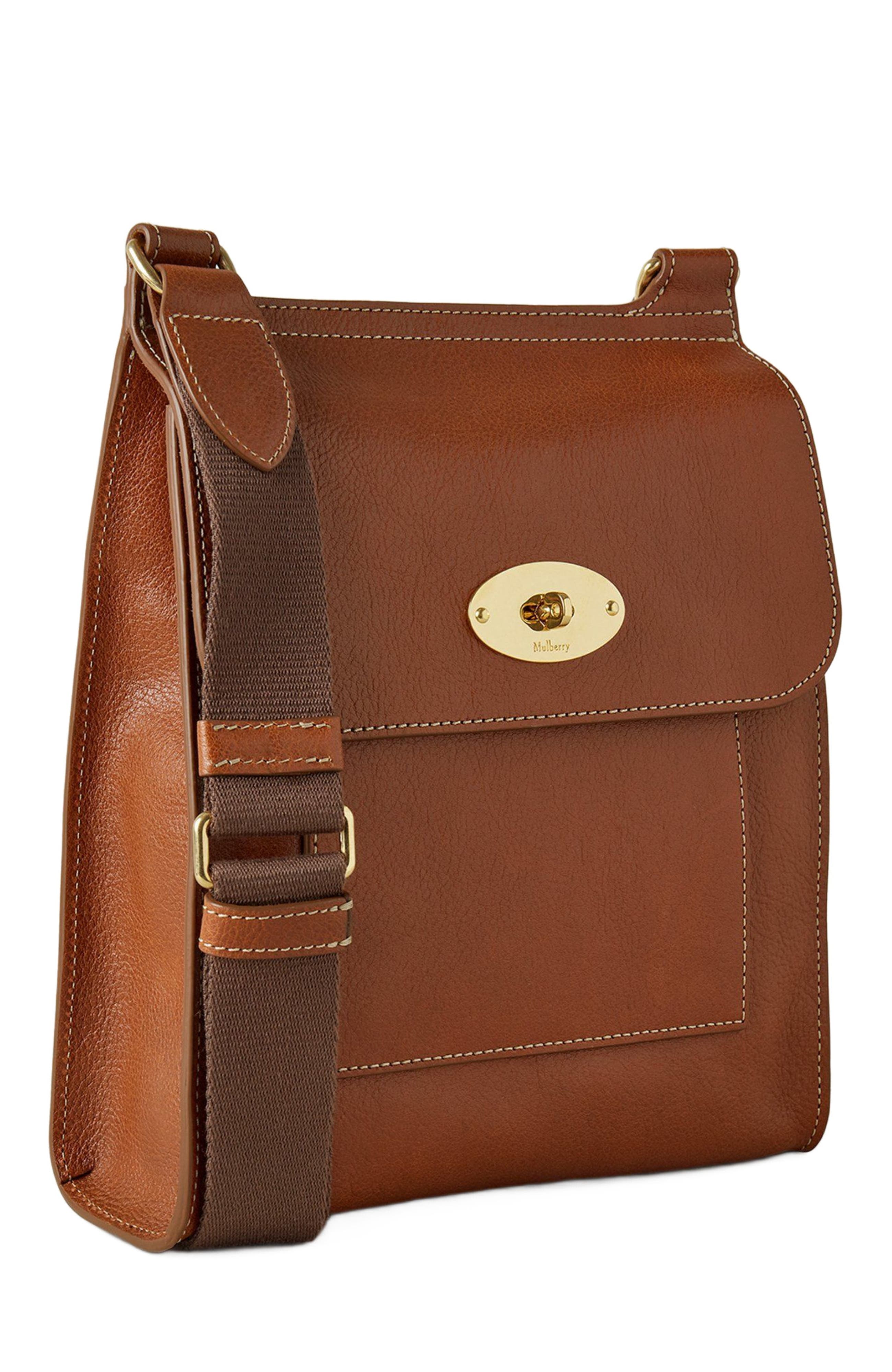 Mulberry Antony Leather Stitched Crossbody Bag, Alternate, color, Oak