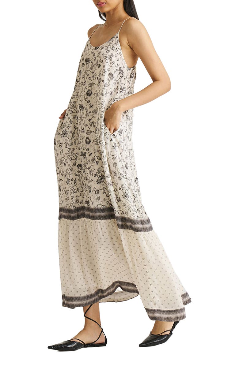 Reistor Flowy Maxi Dress, Alternate, color, Off-White And Black Florals