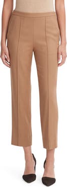 Vince Crop Pleated Brushed Wool Blend Pull-On Pants