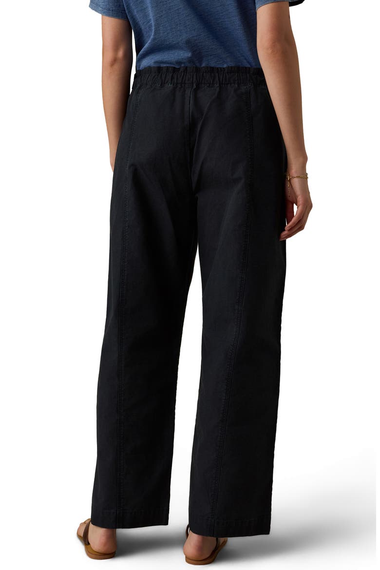 Organic Cotton Twill Drawstring Wide Leg Pants, Alternate, color, BLACK