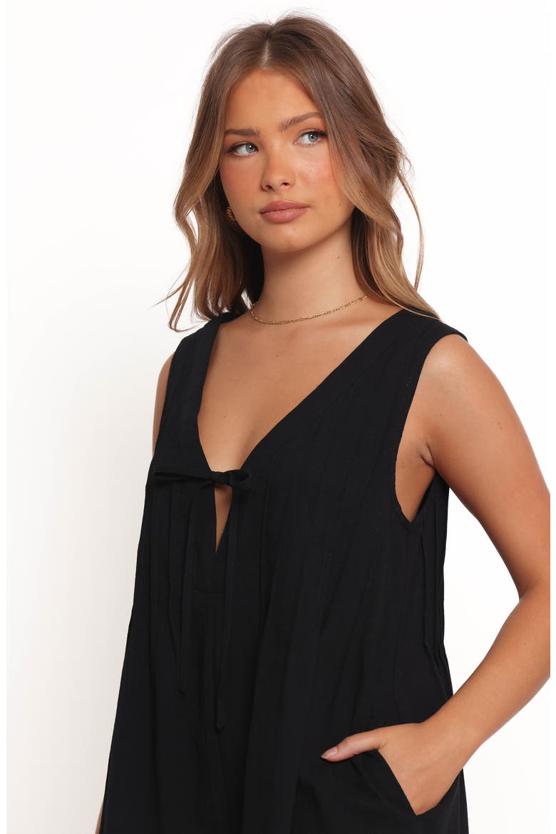 Sleeveless Cotton Tie Front Romper, Alternate, color, BLACK