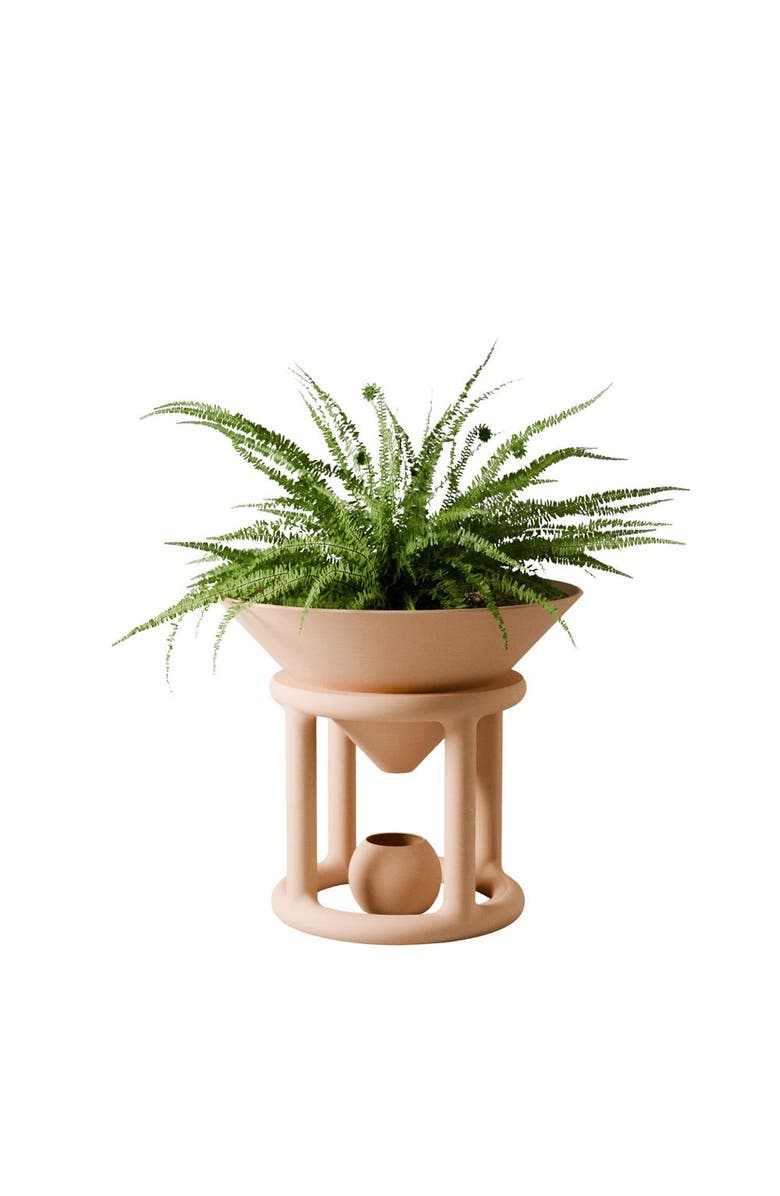 Modernized Pottery Funnel Planter, Main, color, Natural Wood - 10"