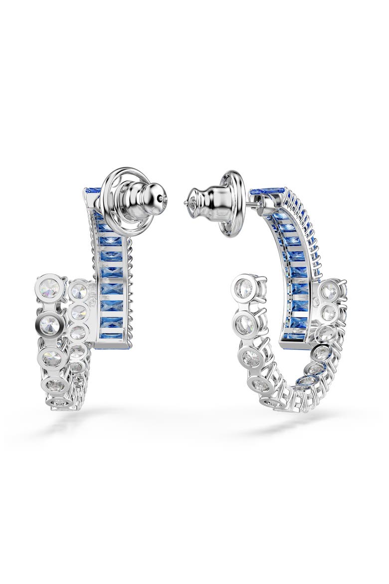 Matrix Hoop Earrings, Alternate, color, BLUE/ SILVER