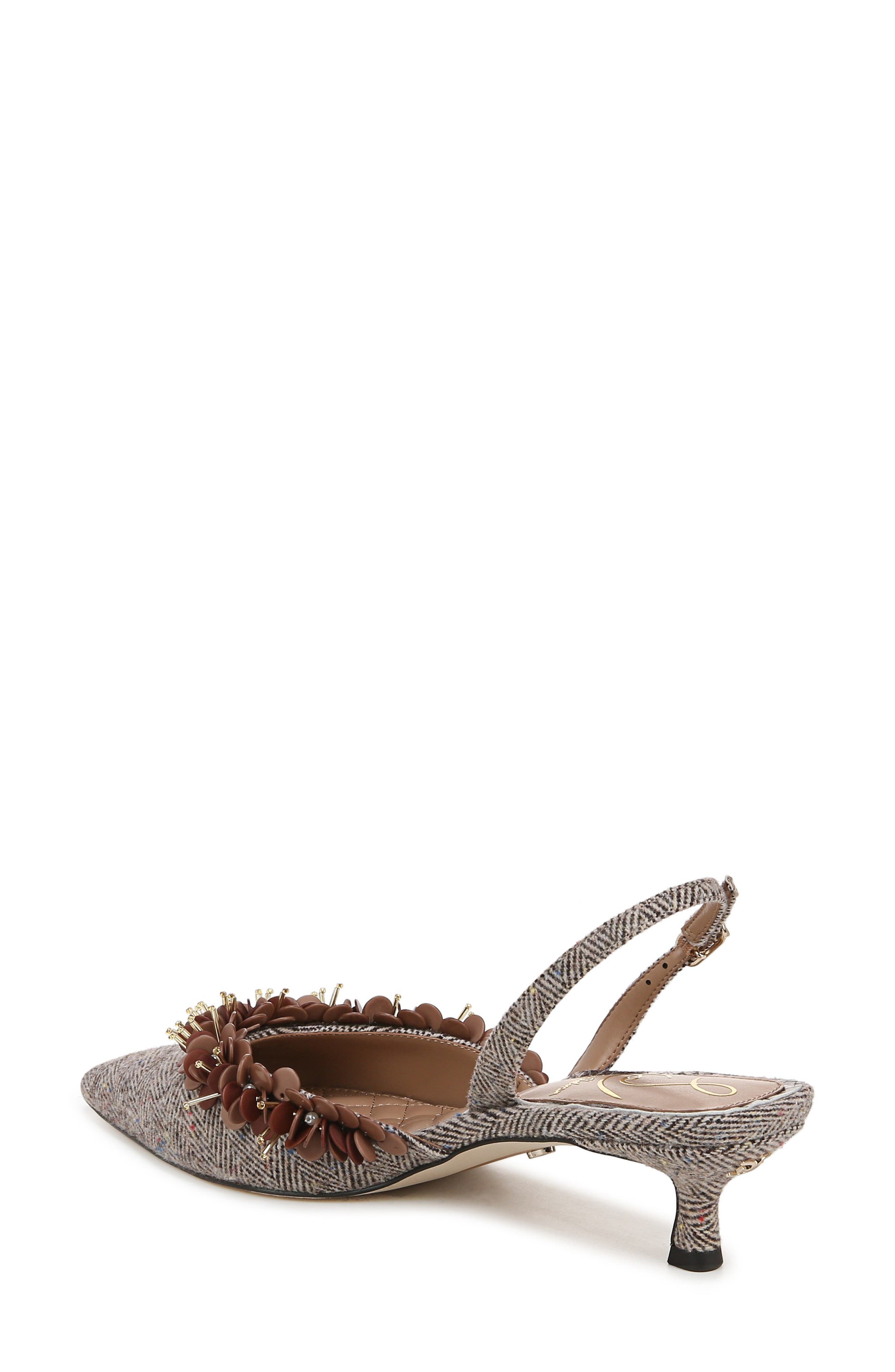 Sam Edelman Trent Slingback Pointed Toe Kitten Heel Pump, Alternate, color, Brown Multi