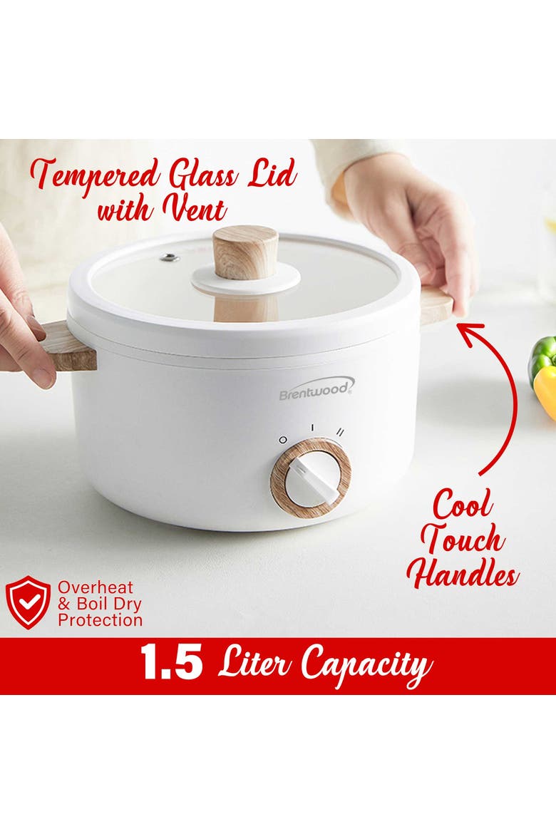 1.5-L Multi-Function Electric Hot Pot Cooker in White, Alternate, color, White