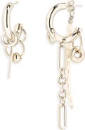 Justine Clenquet Iris Mismatched Chain Drop & Faux Pearl Earrings