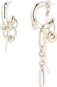 Justine Clenquet Iris Mismatched Chain Drop & Faux Pearl Earrings
