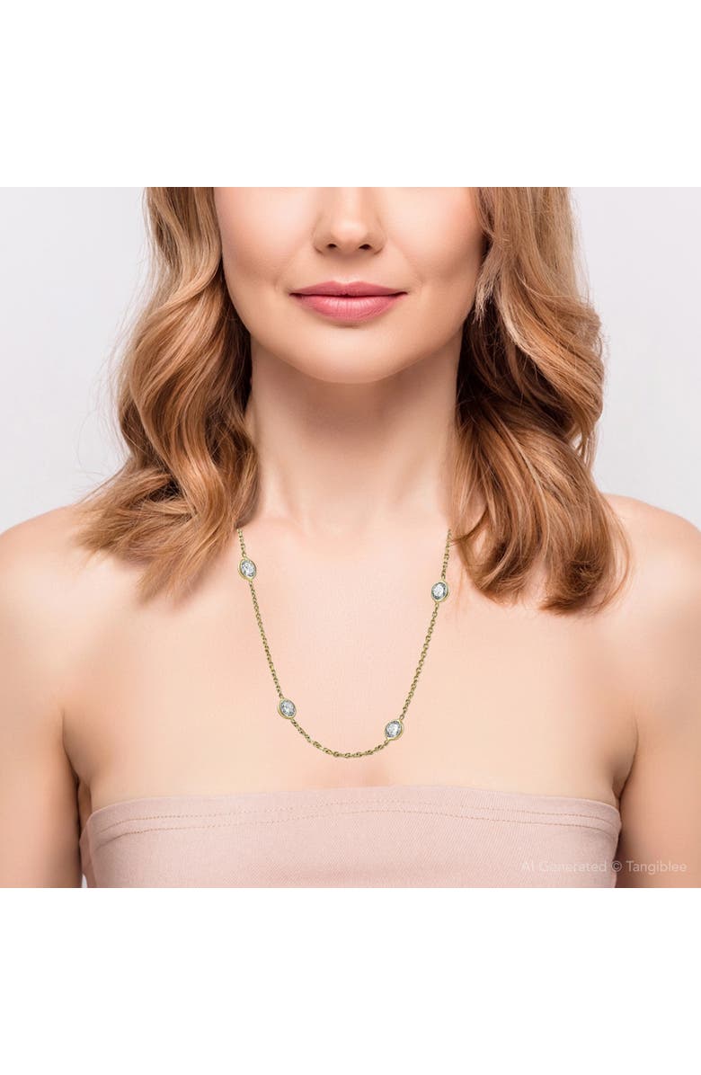 Bliss Diamond 4Ct Diamonds By The Yard Necklace 14K Gold Lab Grown Station Pendant, Alternate, color, 14K Yellow Gold