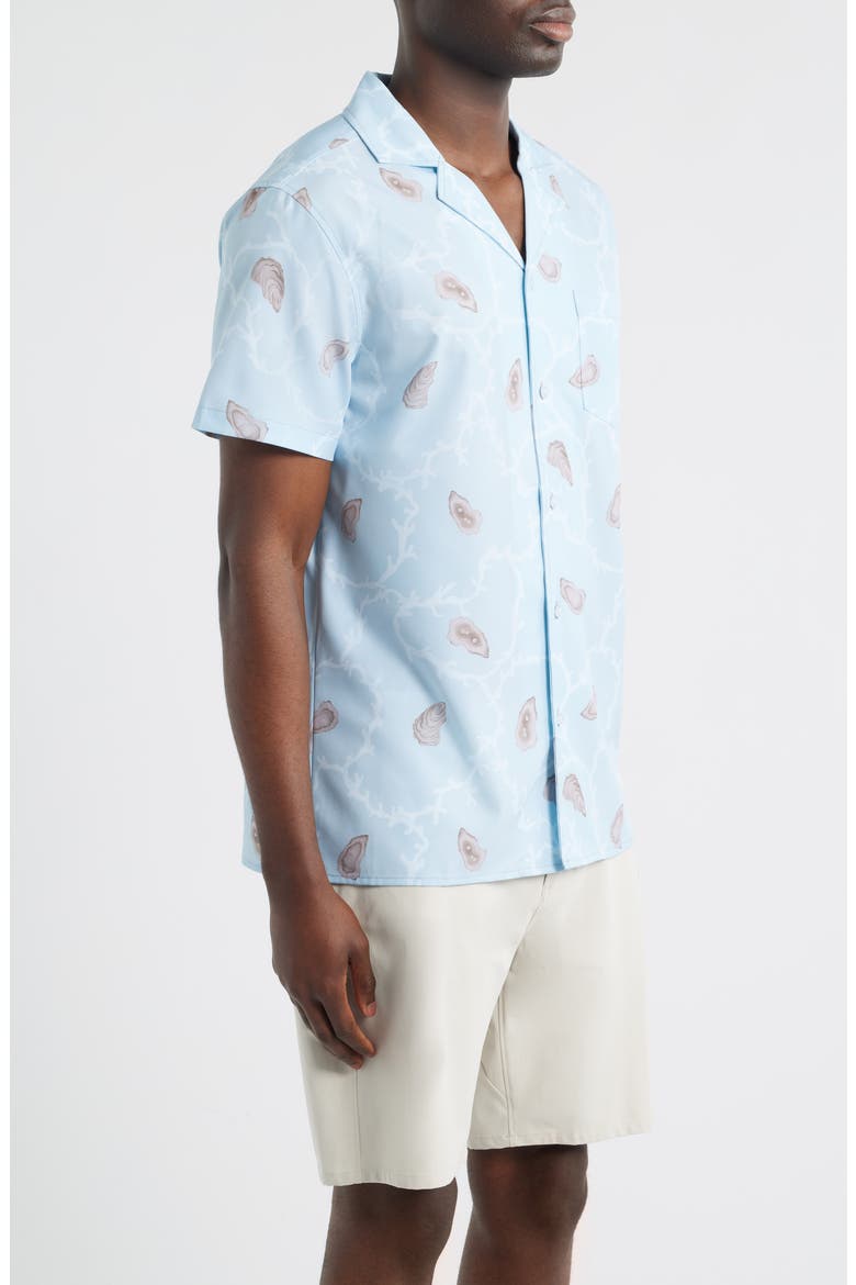 Ostra Weekend Short Sleeve Performance Button-Up Shirt, Alternate, color, BLUE