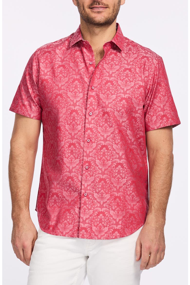 Bayview Short Sleeve Cotton Button-Up Shirt, Main, color, RED