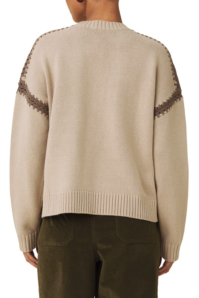 Hayden Whipstitch Detail Cotton Blend Sweater, Alternate, color, LIGHT CAMEL/ CEDAR BROWN