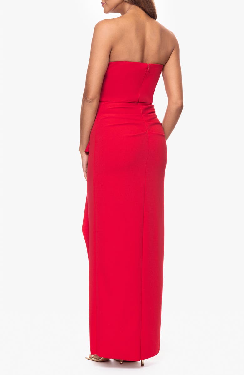 Xscape Evenings Strapless Cascade Ruffle Scuba Crepe Gown, Alternate, color, 