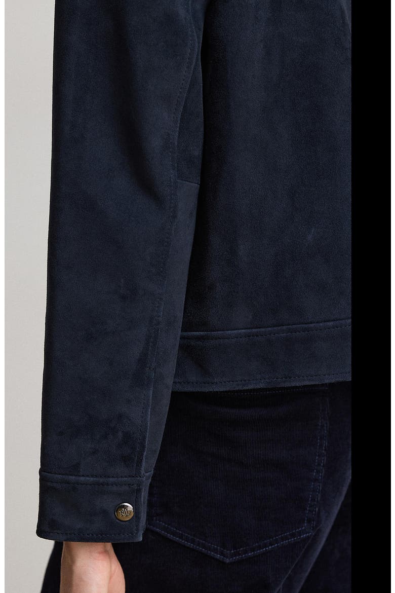 Snap Front Suede Jacket, Alternate, color, DK NAVY