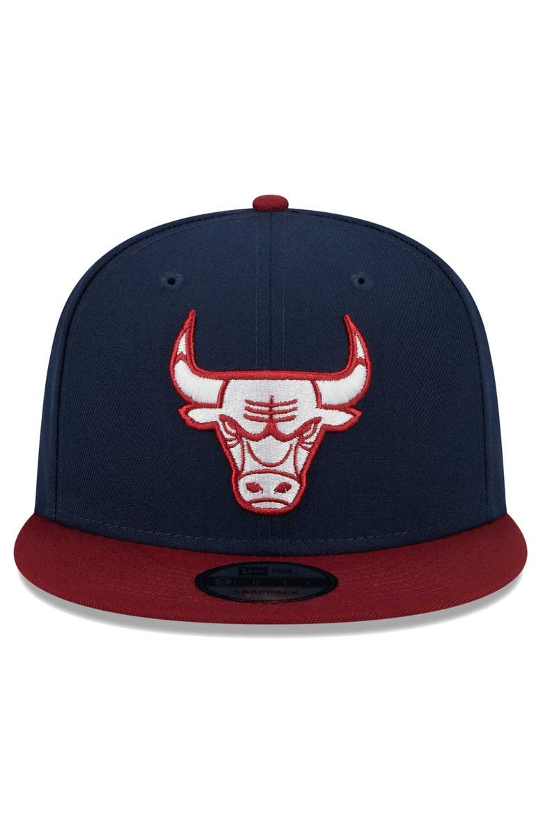 New Era Men's New Era Navy/Crimson Chicago Bulls Two-Tone Color Pack 9FIFTY Snapback Hat, Alternate, color,